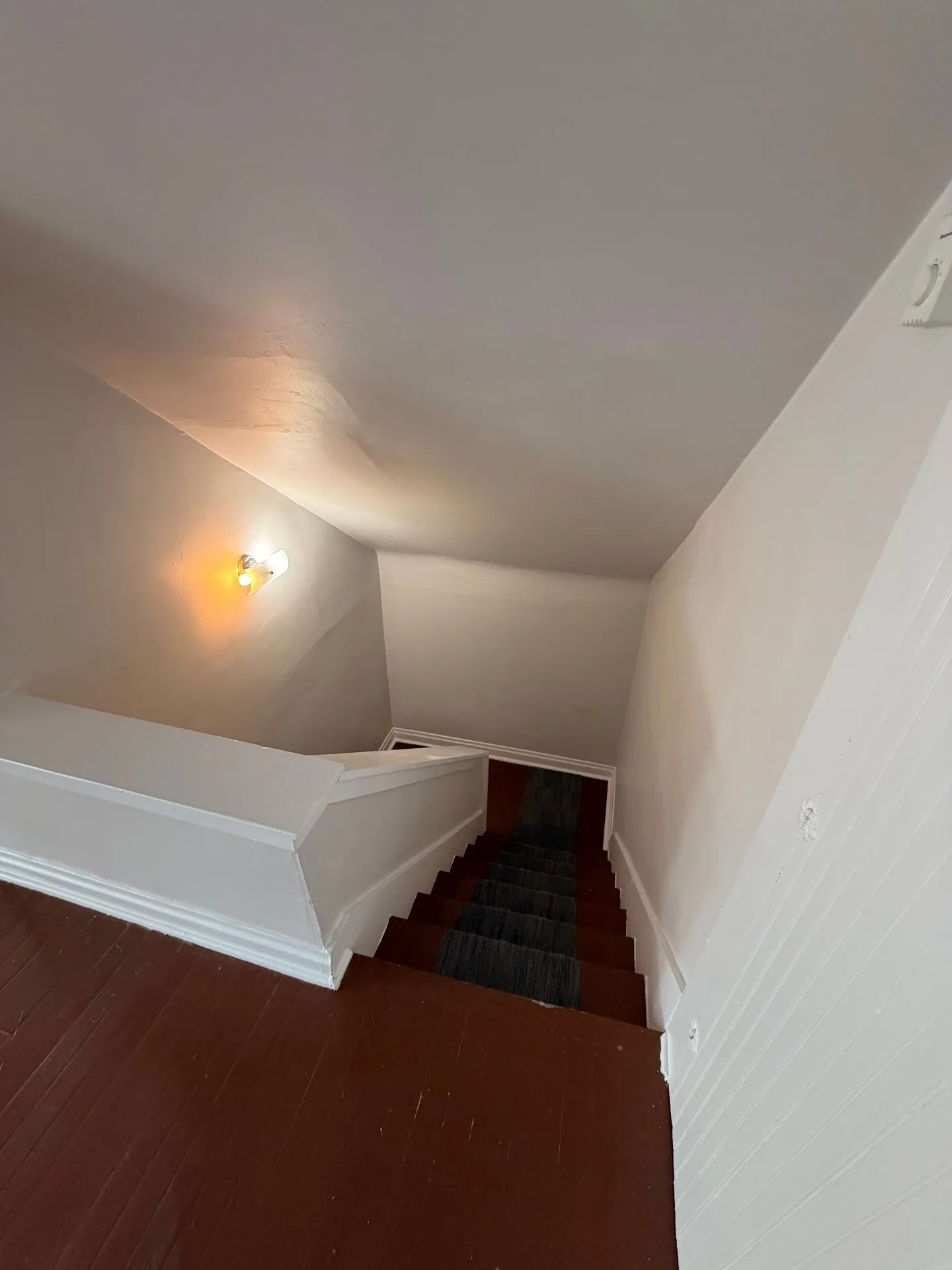 3340 Chestnut Upstairs private carpeted staircase to the unit